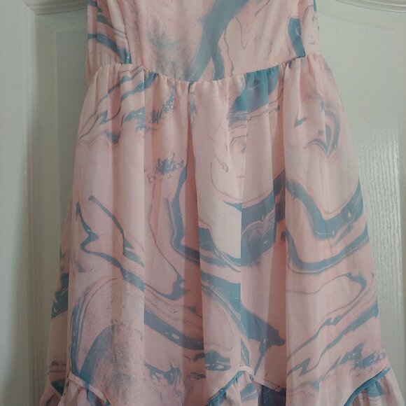 Storia Watercolor Feminine Girly Babydoll Ruffle Tiered Soft Girl Mini Dress L - Picture 6 of 14